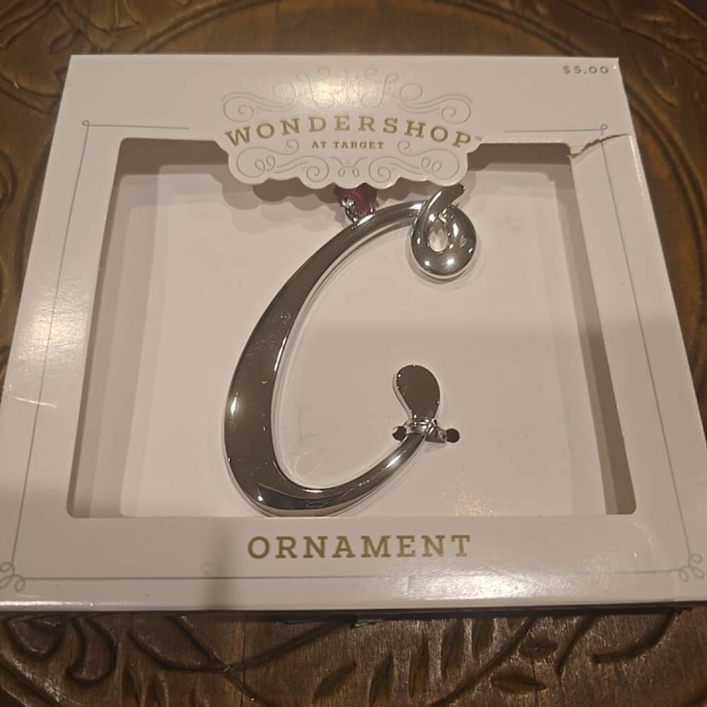 Silver Letter C Ornament